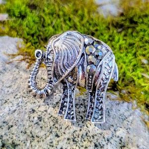 The Matriarch Mother Elephant Silver Gemstone Ring One Size Fits All